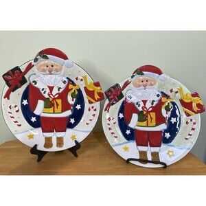 Christmas Cookie Ceramic Santa Clause Plate 10" The Cellar At Macy’s 2004 Flaws